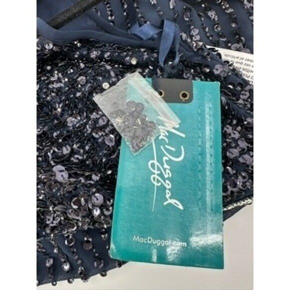 Mac Duggal Navy Blue Sequin Beaded Sleeveless Formal Gown Dress Size 8 - Picture 9 of 14